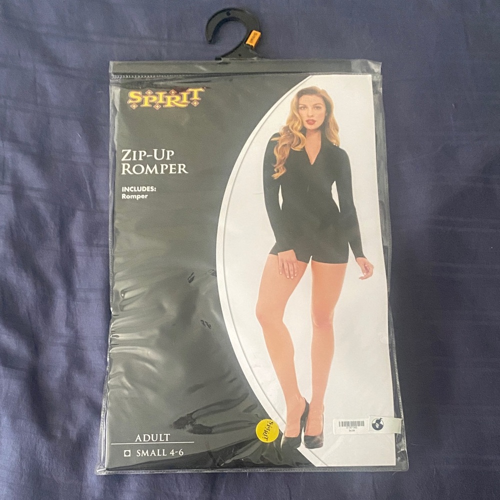 Black Zip-Up Costume Romper - Spirit Halloween - Small